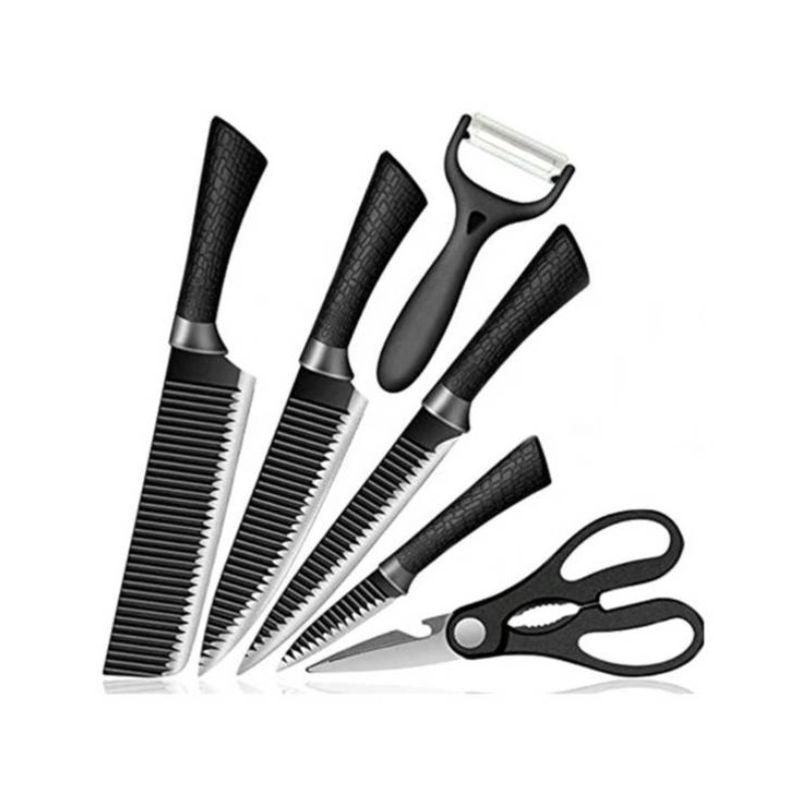 GENERICO - Set De Cuchillos 6 Piezas Recubrimiento Ceramica Antibacteriano