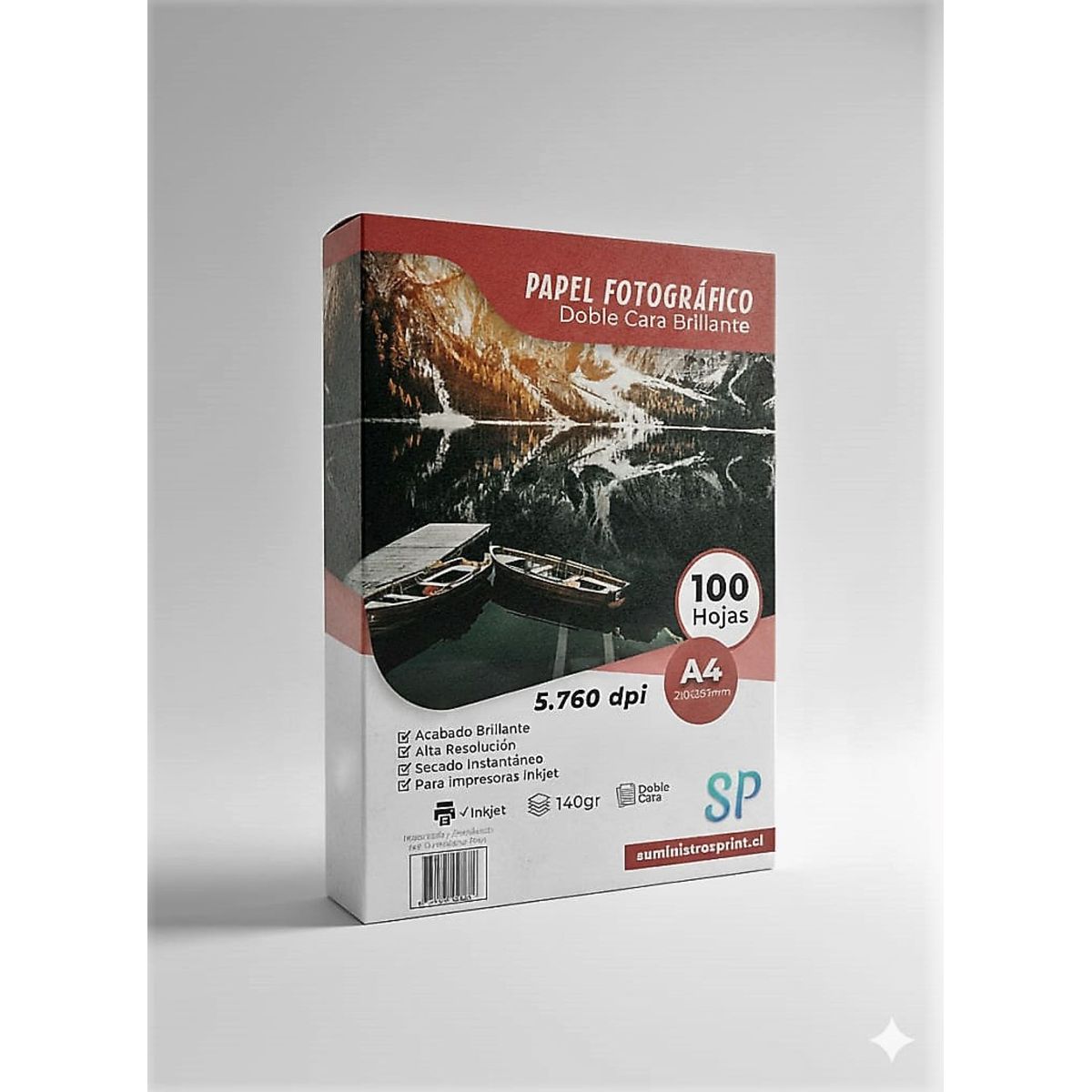 GENERICO - Papel Fotográfico Glossy Doble Cara A4 140 g X 100 Hojas