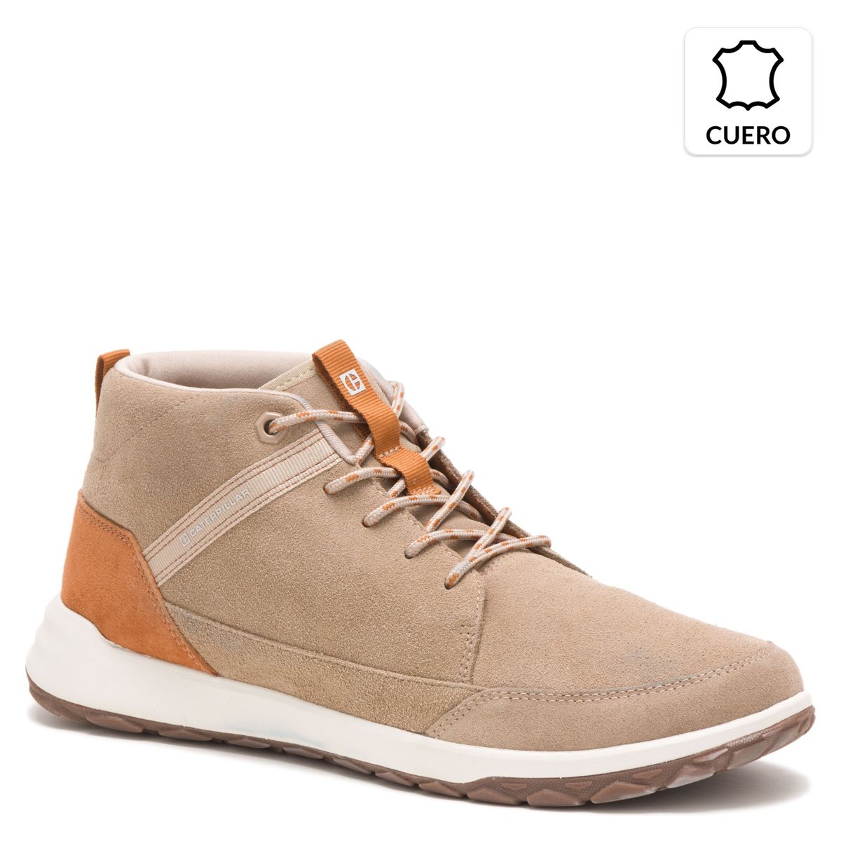 CAT - Botin Hombre Cuero Café Quest Mid