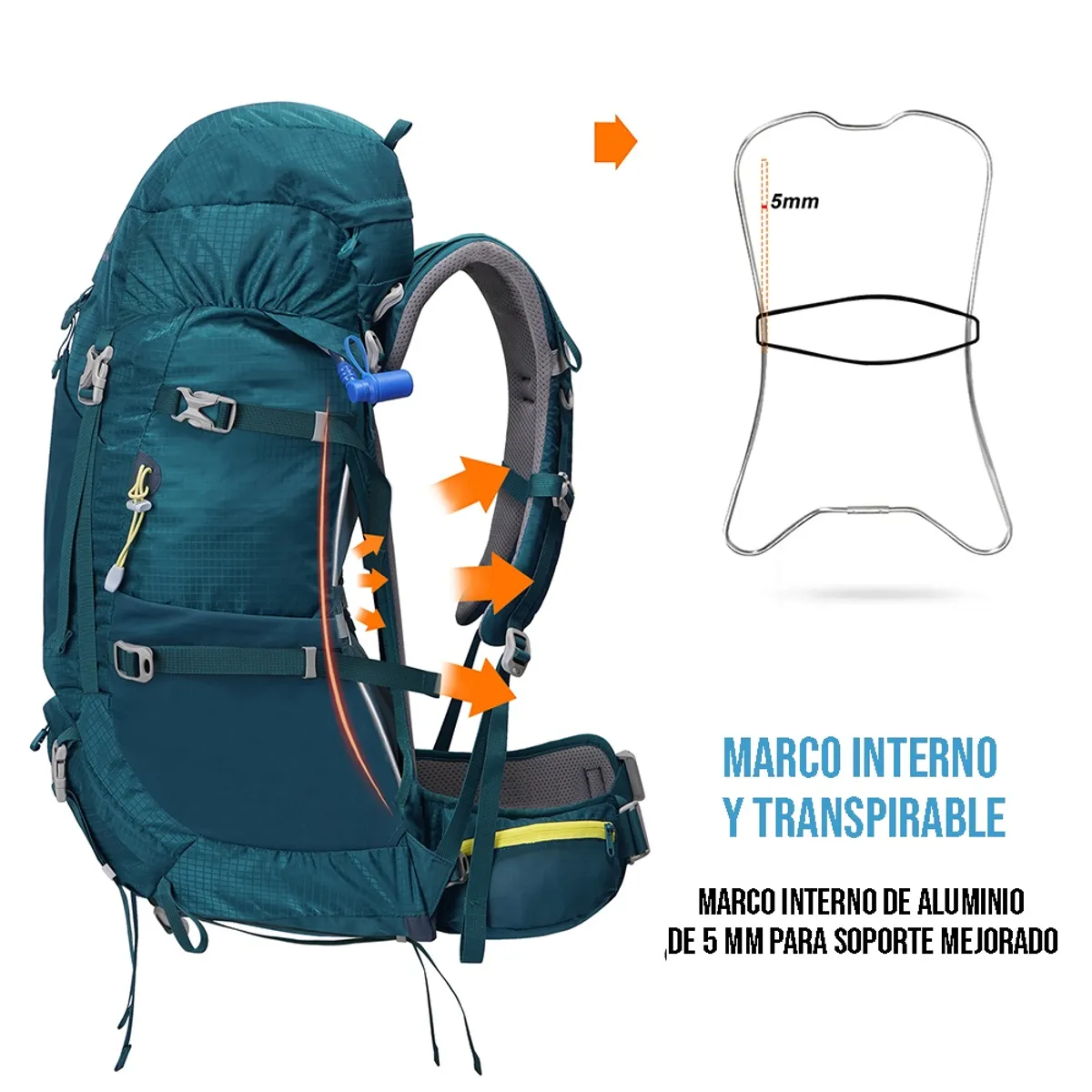 CRUSEC - Mochila Senderismo 65L Montañismo Impermeable Verde Menta