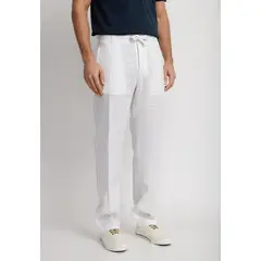 PERRY ELLIS - Pantalón Lino Blanco