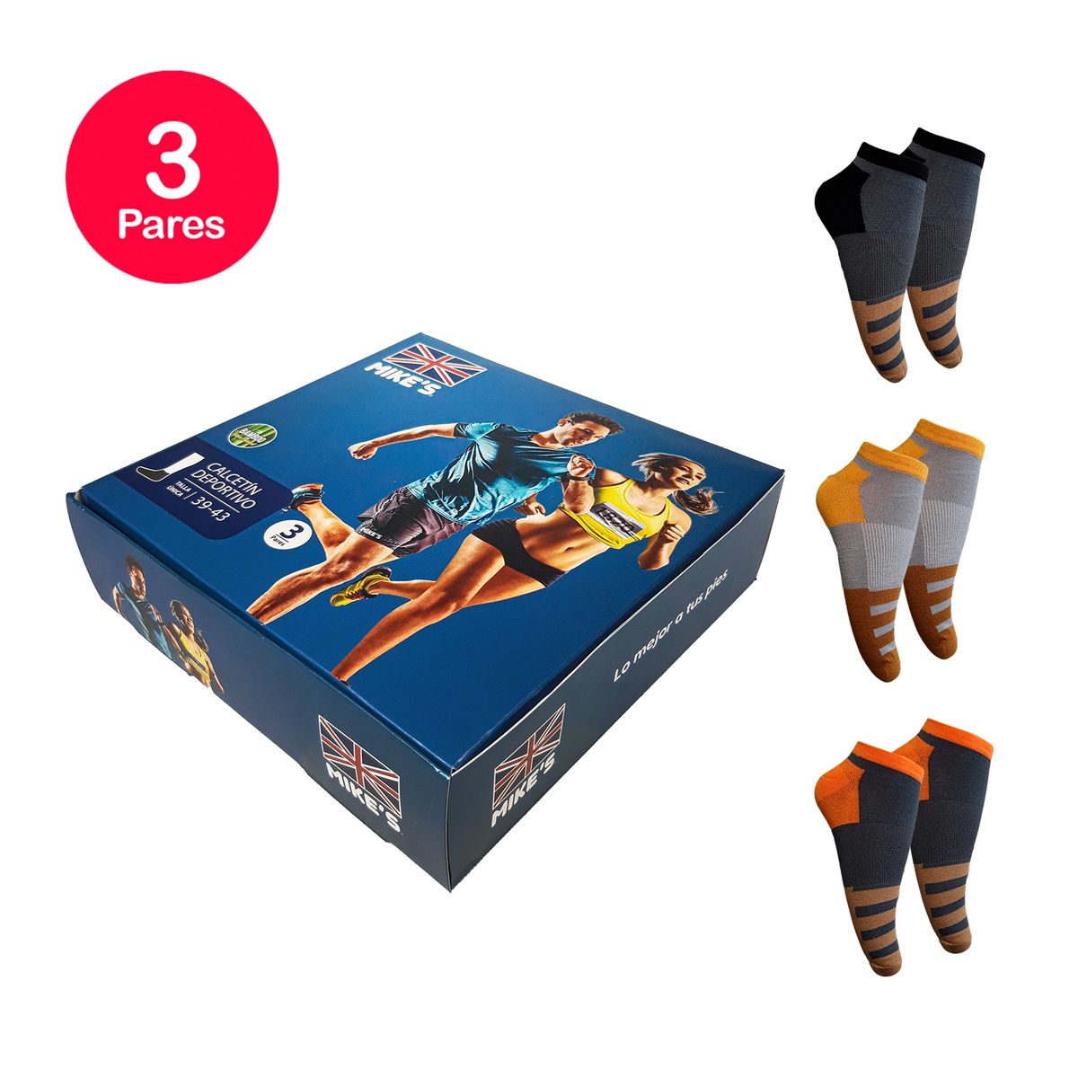 MIKE'S - Calcetín Tobillera Hombre Bamboo Pack 3 MIKE'S