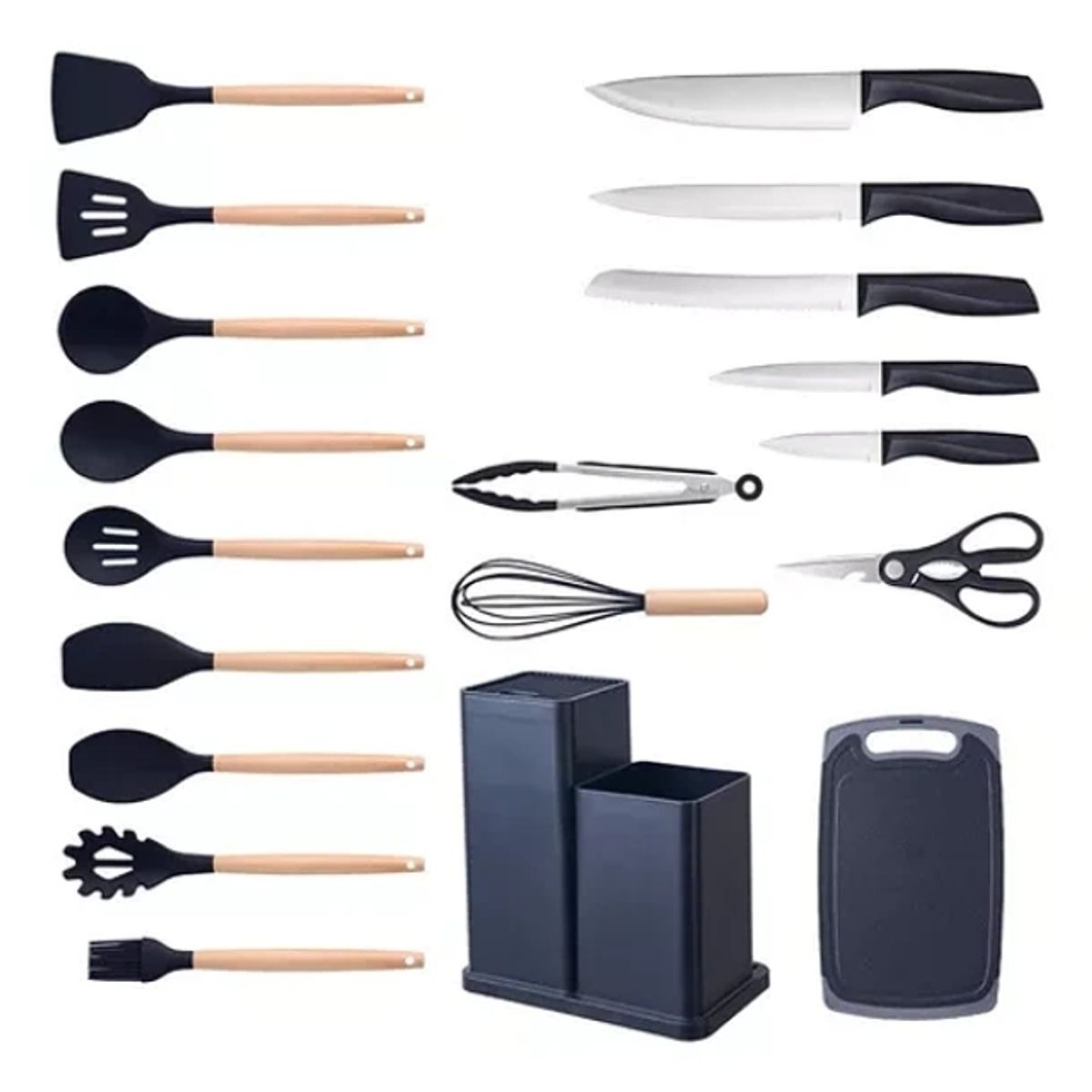 GENERICO - Set 19 Utensilios De Cocina De Acero Inoxidable Y Silicona