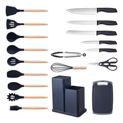 GENERICO - Set 19 Utensilios De Cocina De Acero Inoxidable Y Silicona