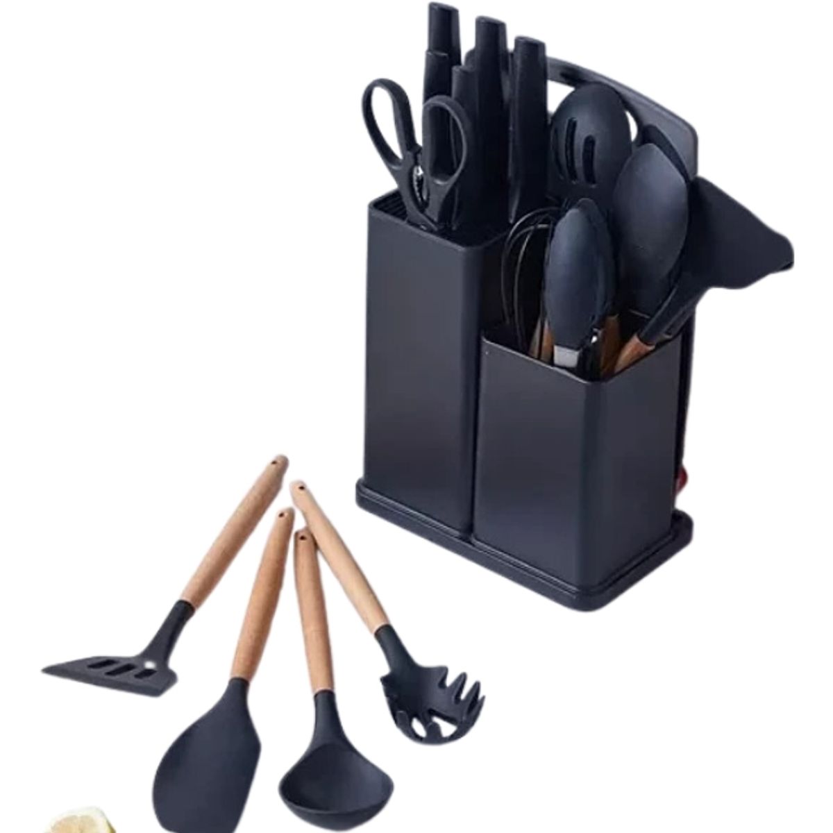 GENERICO - Set 19 Utensilios De Cocina De Acero Inoxidable Y Silicona