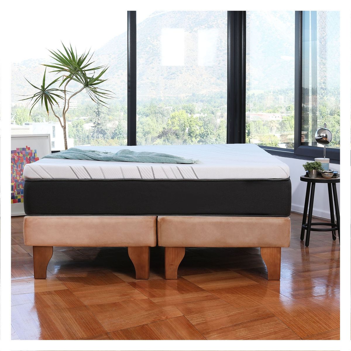 LATAM HOME - CAMA ZEN TOP SPRING SOFT TELA BEIGE 2PZA