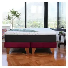 LATAM HOME - CAMA ZEN TOP SPRING SOFT TELA BURDEO 2PZA