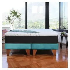 LATAM HOME - CAMA ZEN TOP SPRING SOFT TELA TURQUESA 2PZA