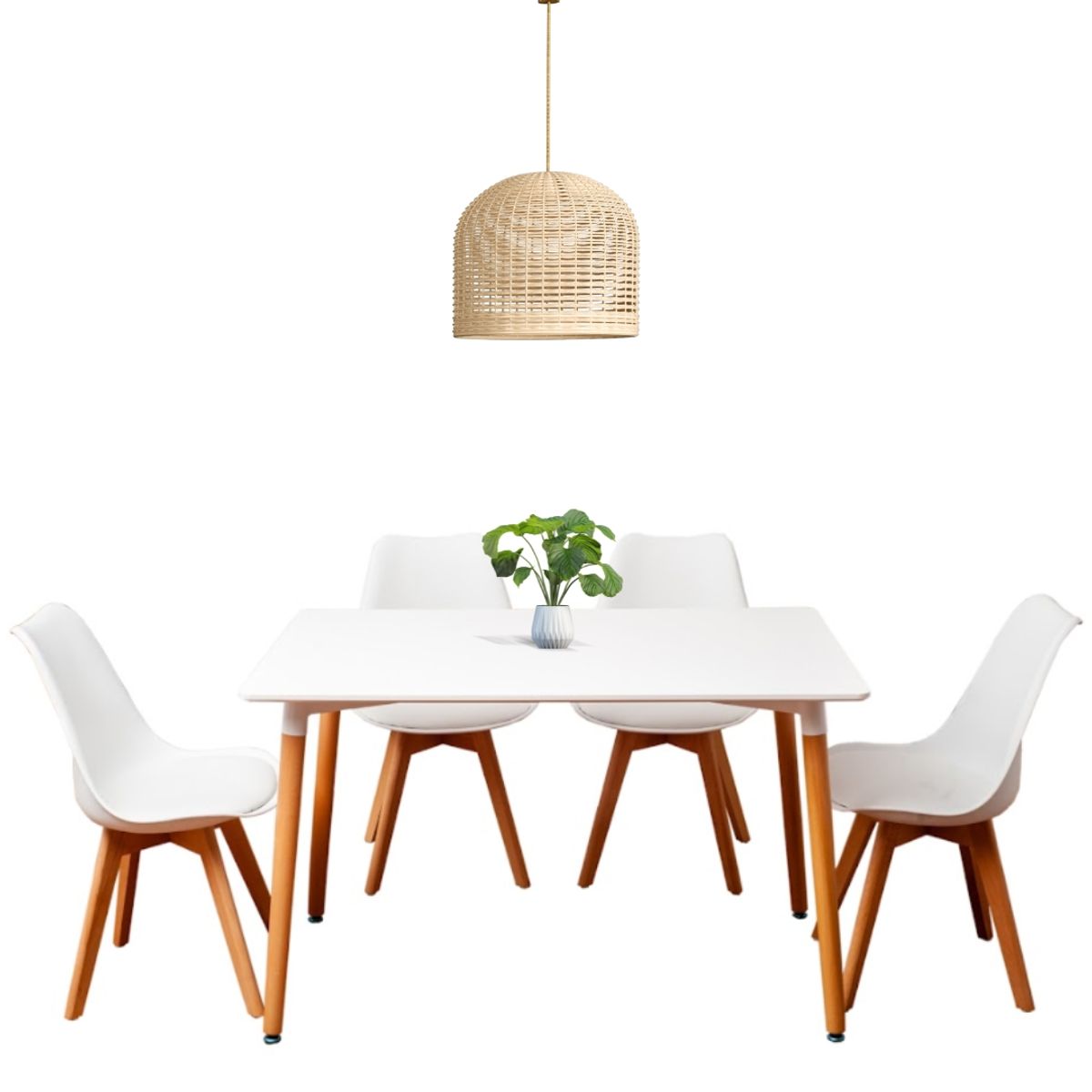 SWEET HOGAR - Comedor 4 sillas Blanco modelo Alberta