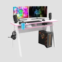 INVAL - Escritorio Gamer Blanco con Canto Rosa ES20503