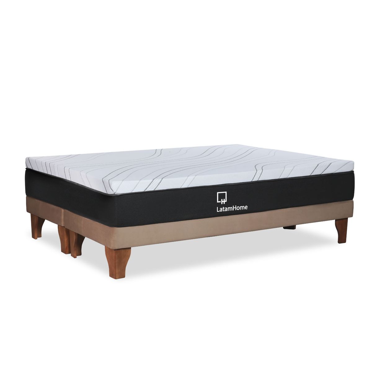 LATAM HOME - CAMA ZEN TOP SPRING HYBRID TELA BEIGE 2PZA