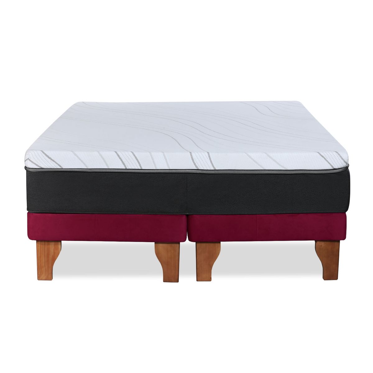 LATAM HOME - CAMA ZEN TOP SPRING HYBRID TELA BURDEO 2PZA