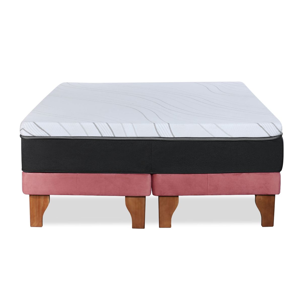 LATAM HOME - CAMA ZEN TOP SPRING HYBRID TELA PALO ROSA 2PZA