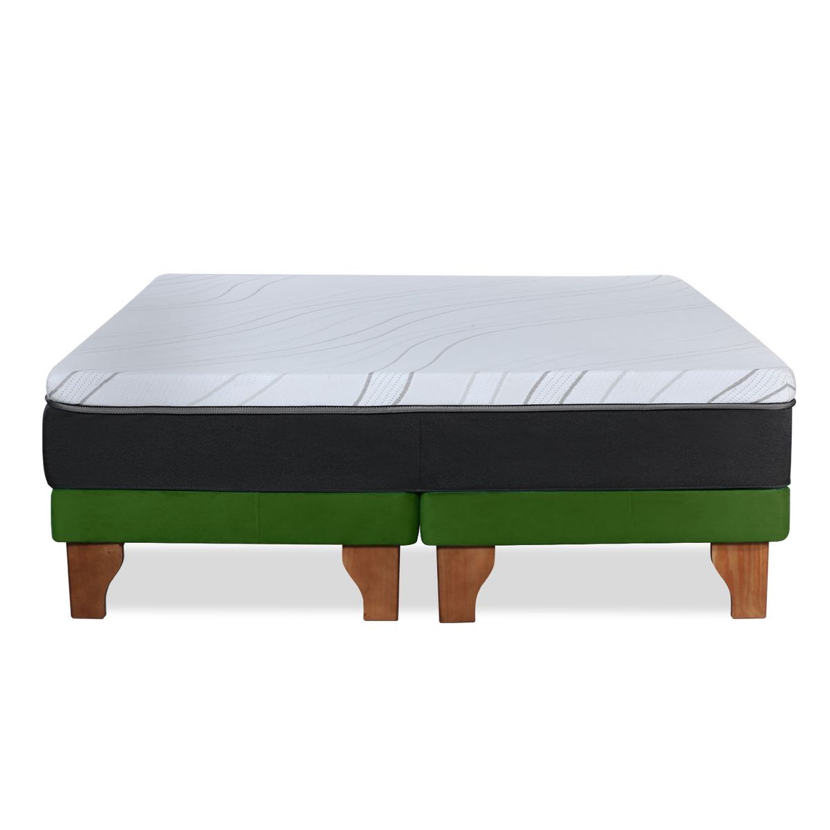 LATAM HOME - CAMA ZEN TOP SPRING HYBRID TELA VELVET VERDE KING