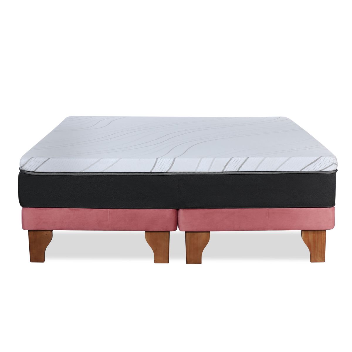 LATAM HOME - CAMA ZEN TOP SPRING HYBRID TELA PALO ROSA KING