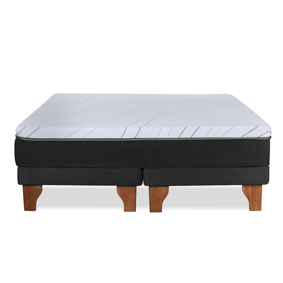 LATAM HOME - CAMA ZEN TOP SPRING HYBRID TELA NEGRO KING