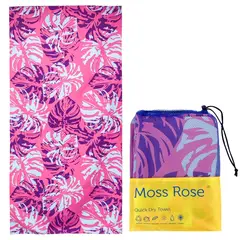 MOSS ROSE - Toalla de playa para mujer con estampado floral rosa