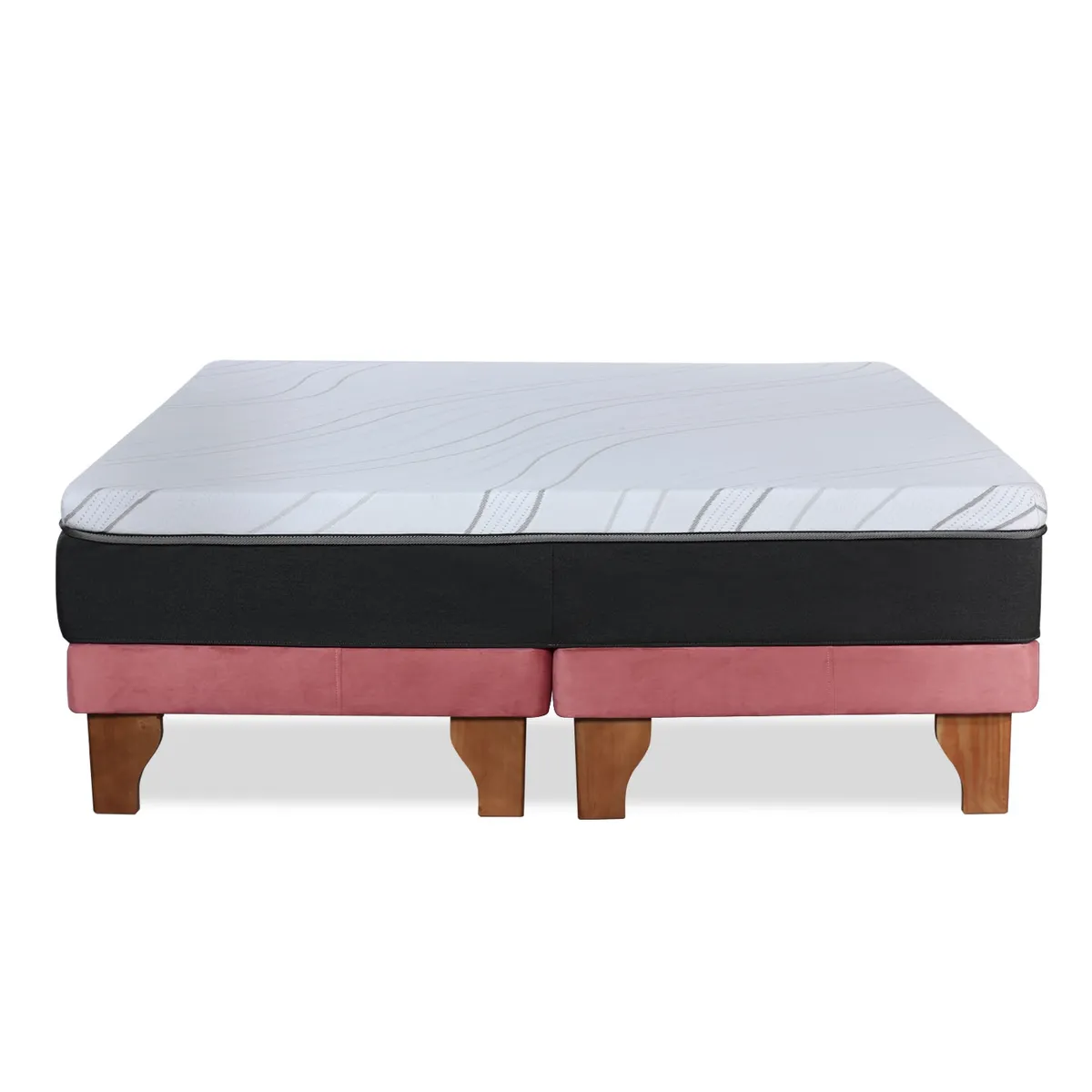 LATAM HOME - CAMA ZEN TOP SPRING HYBRID TELA PALO ROSA SUPER KING