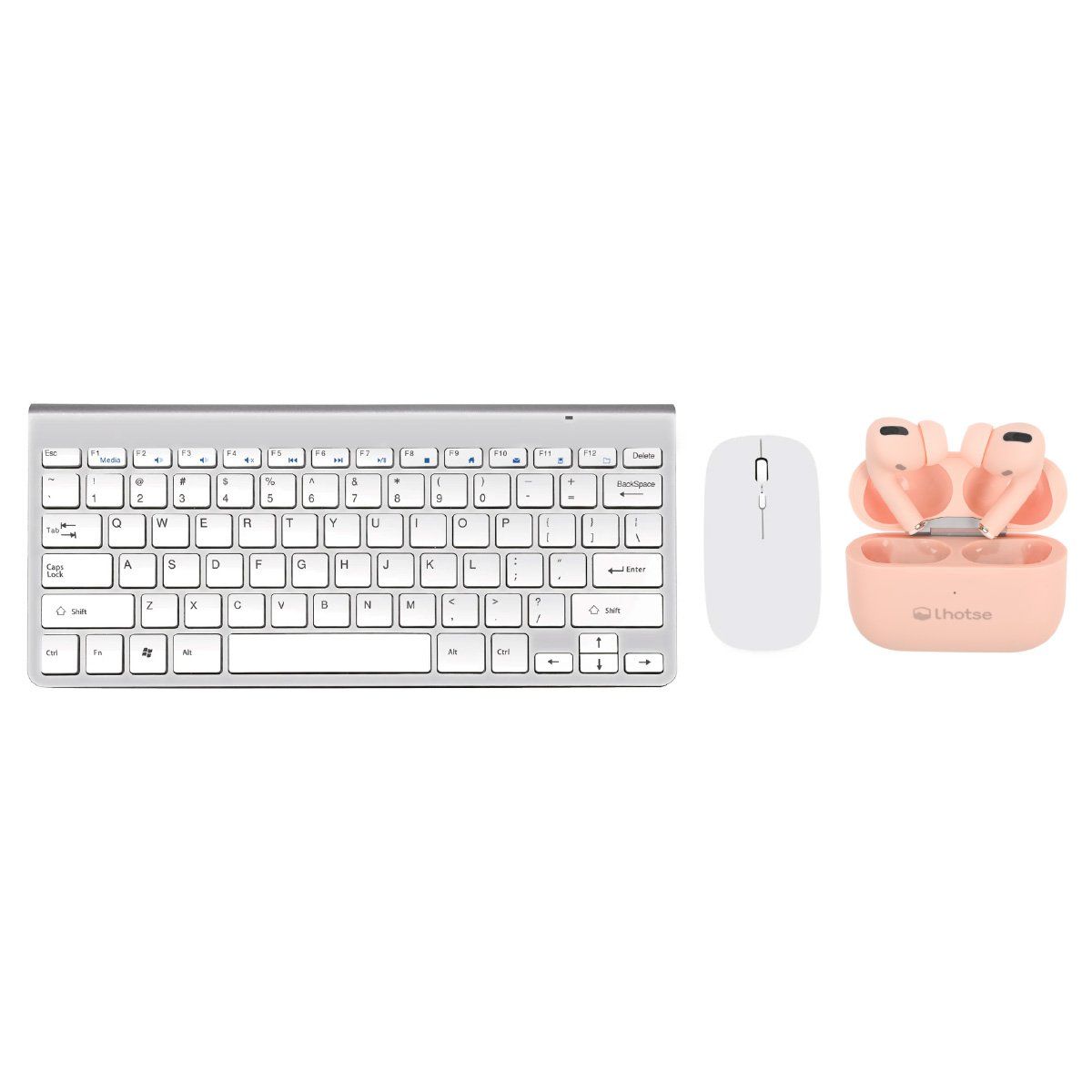 LHOTSE - Pack Teclado y Mouse Levo + Audífonos Lhotse Rm7 Pro Rosado
