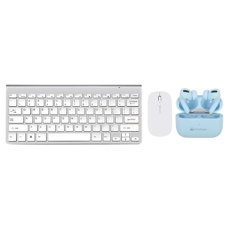 LHOTSE - Pack Teclado y Mouse Levo + Audífonos Lhotse Rm7 Pro Celeste