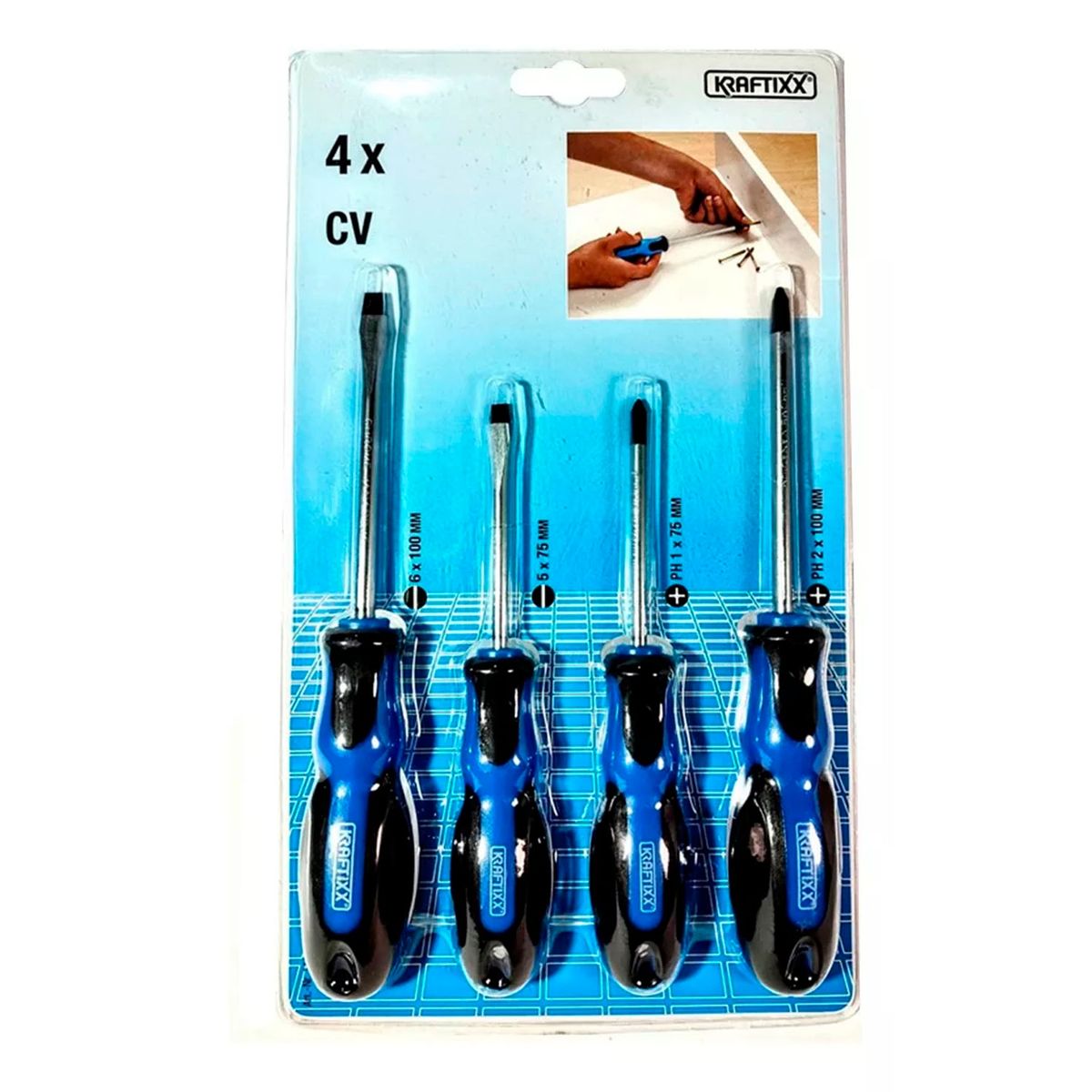 GENERICO - Kit Set Juego Destornilladores 4 Piezas Kraftixx 141190