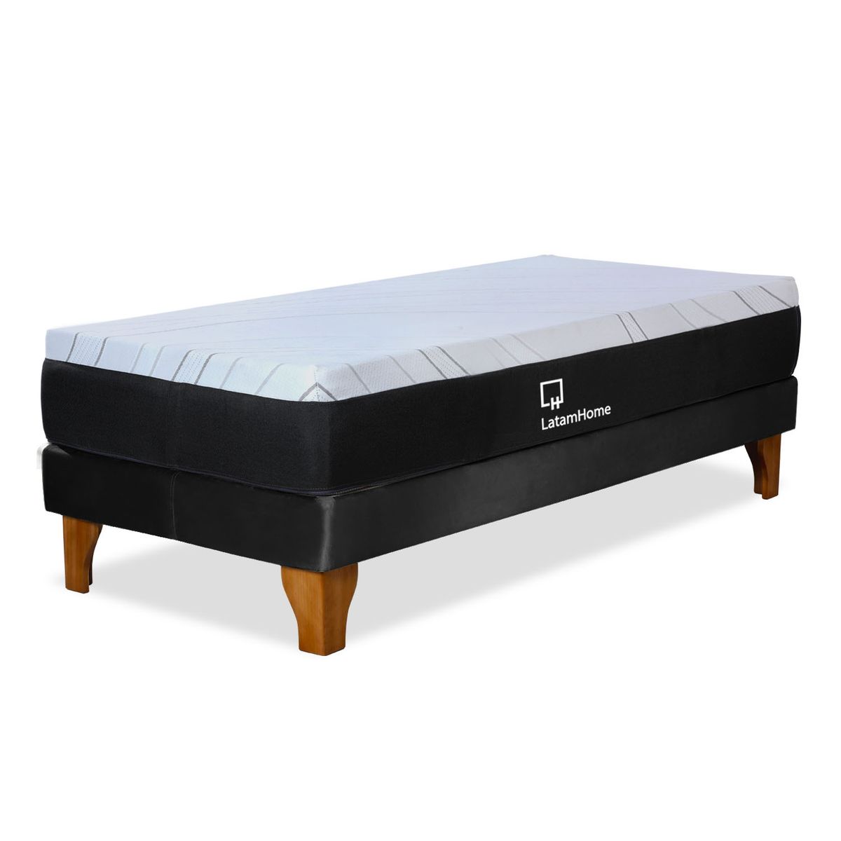 LATAM HOME - CAMA ZEN TOP SPRING HYBRID TELA NEGRO 1 1/2PZA