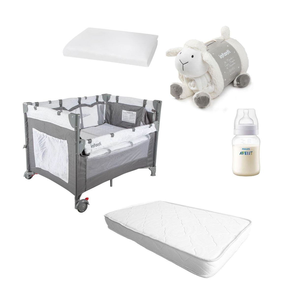 INFANTI - Cuna Colchón Playard Always Together Protector Manta Oveja R