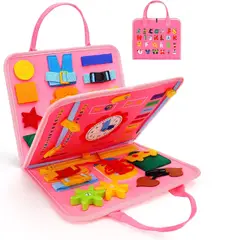 GENERICO - Libro Sensorial Y Didáctico Desarrollo Habilidades Rosa