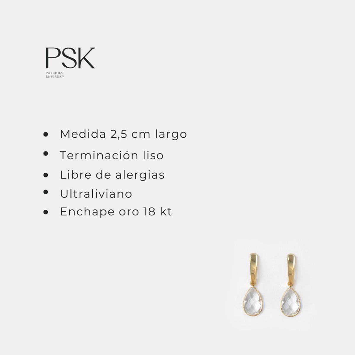 PSK JOYAS - Aro mujer enchape oro 18kt cristal psk joyas monse