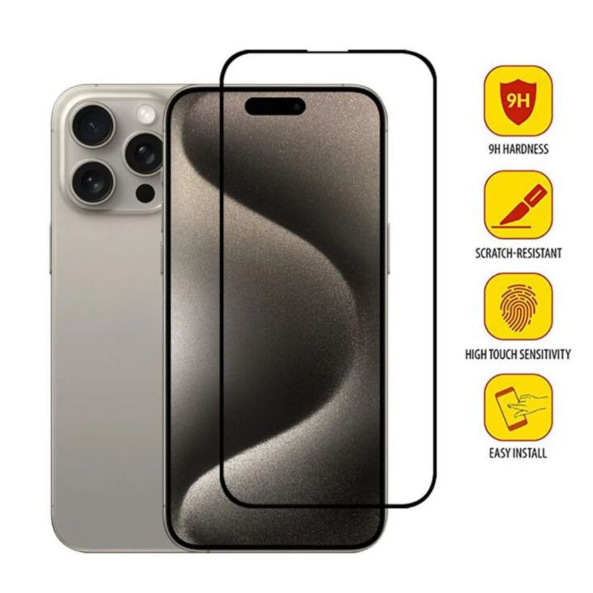 GENERICO - Lamina Mica Vidrio Templado Completa Para iPhone 15 Pro Max