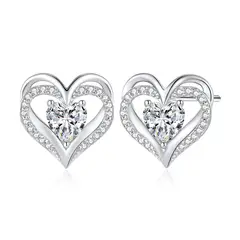 VANITE - Aros Mujer Plata Italiana Love White