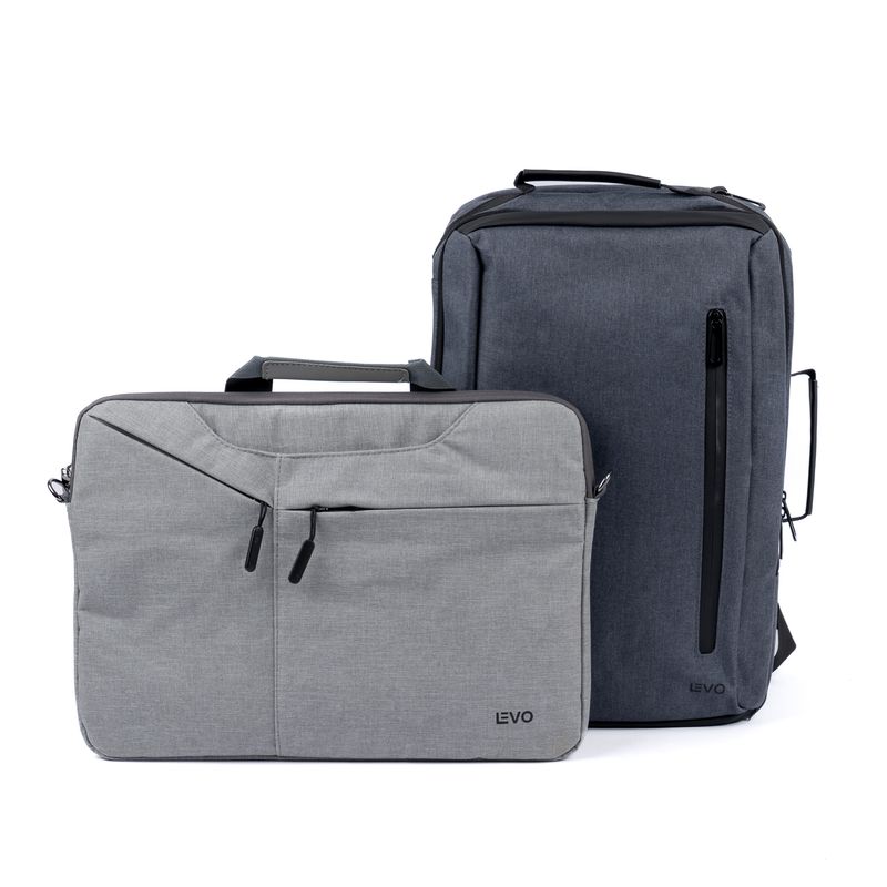 LEVO - Mochila MANAGER Gris 15,6" + Funda Notebook Gris 15,6" LEVO