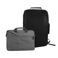 LEVO - Mochila MANAGER Negra 15,6"+ Funda Notebook Gris 15,6"