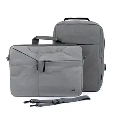 LEVO - Mochila con Puerto USB 15" + Funda Notebook Gris 15,6"
