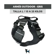 PETLOUNGE - Arnés Outdoor Ajustable - Gris - Talla L - Paseo Perro