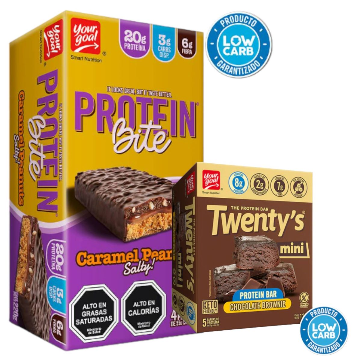 YOUR GOAL - Pack Protein Bite - Caramel Peanuts y Mini Twentys brownie - YOUR GOAL