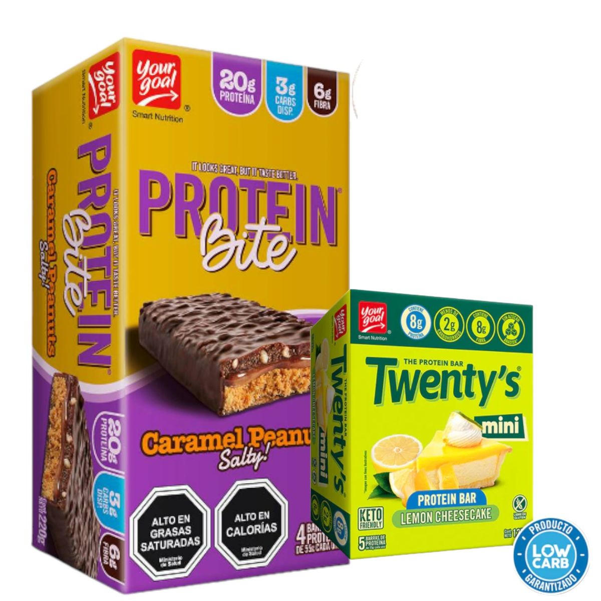 YOUR GOAL - Pack Protein Bite - Caramel Peanuts y Mini Twentys Lemon - YOUR GOAL