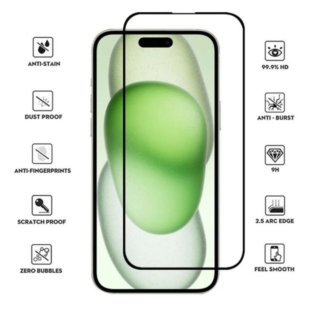 GENERICO - Lamina Mica Vidrio Templado Completa Para iPhone 15 Plus