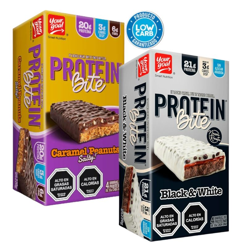 YOURGOAL - Pack Protein Bite - Black  white y Caramel Peanuts - Yourgoal