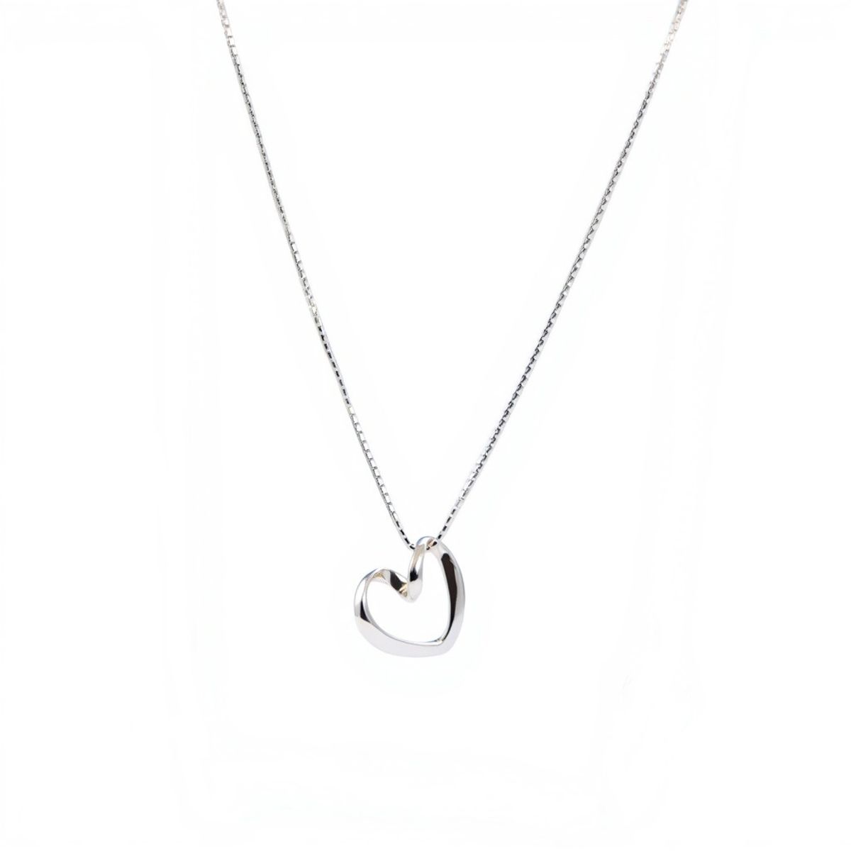 JOYAS MYTOKE - Collar Corazon Doblado Plata Fina 925 Mujer Juvenil Pareja