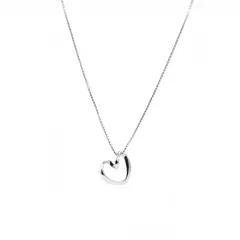 JOYAS MYTOKE - Collar Corazon Doblado Plata Fina 925 Mujer Juvenil Pareja