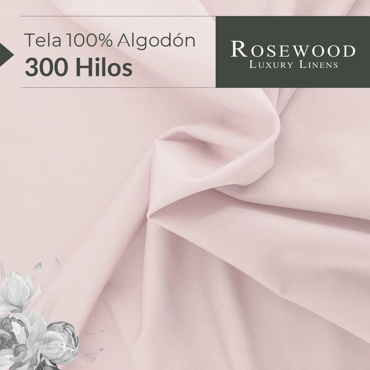 CASATUA - Sabanas Juego 300 Hilos 100% Algodon Rosewood - Rosa - 1,5 Plazas