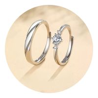 Anillos Plata S925 Ajustables Pareja Compromiso Matrimonio