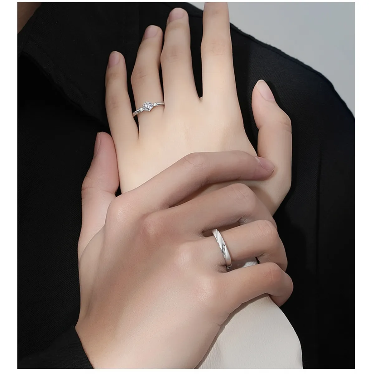 ZG JOYAS - Anillos Plata S925 Ajustables Pareja Compromiso Matrimonio