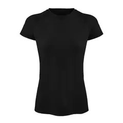 ANDESLAND OUTDOOR APPAREL - Polera Dry Fit Manga Corta Negra Lisa Deportiva Mujer