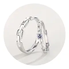 ZG JOYAS - Anillos Plata S925 Ajustables Compromiso Cadena Promesa