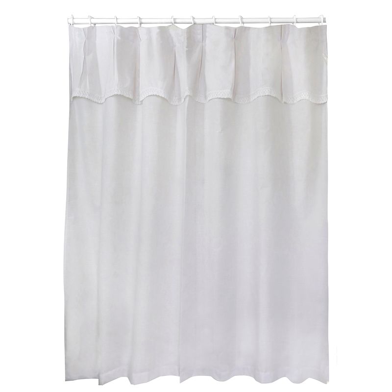 LUNA - Juego Cortina Broderie Blanco para Baño 6 Piezas Beige