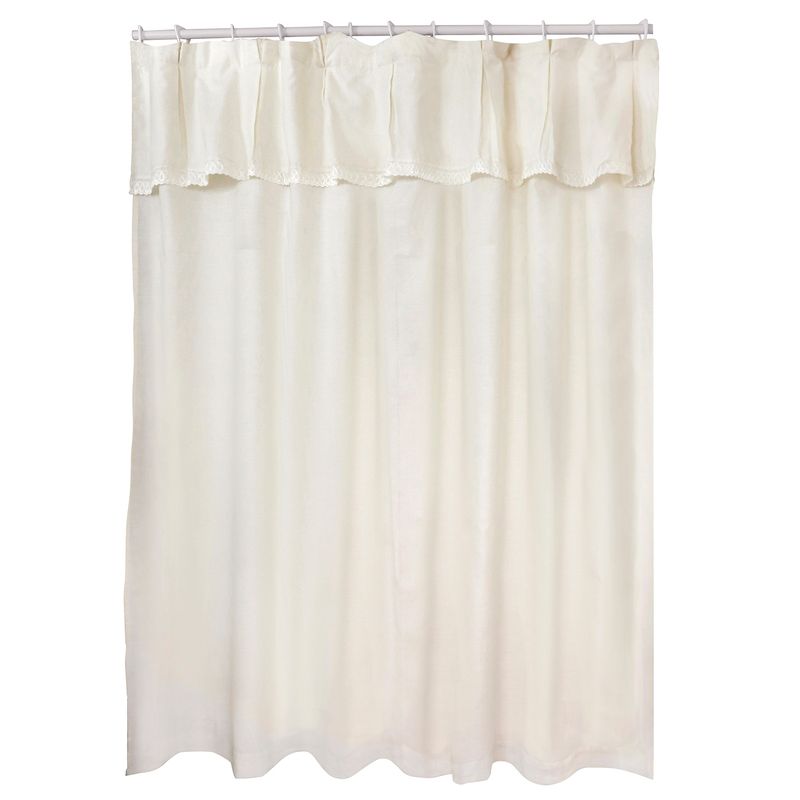 LUNA - Juego Cortina Broderie Beige para Baño 6 Piezas Beige