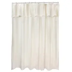 LUNA - Juego Cortina Broderie Beige para Baño 6 Piezas Beige