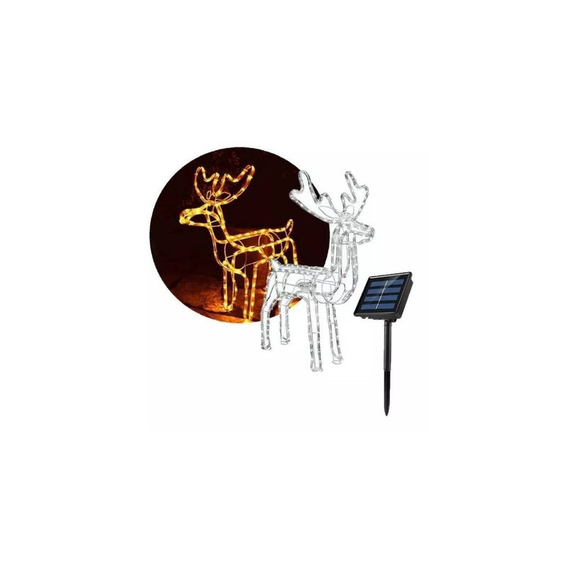 GENERICO - Reno Navideño Luz Led Solar Decorativo 120cm Amarillo